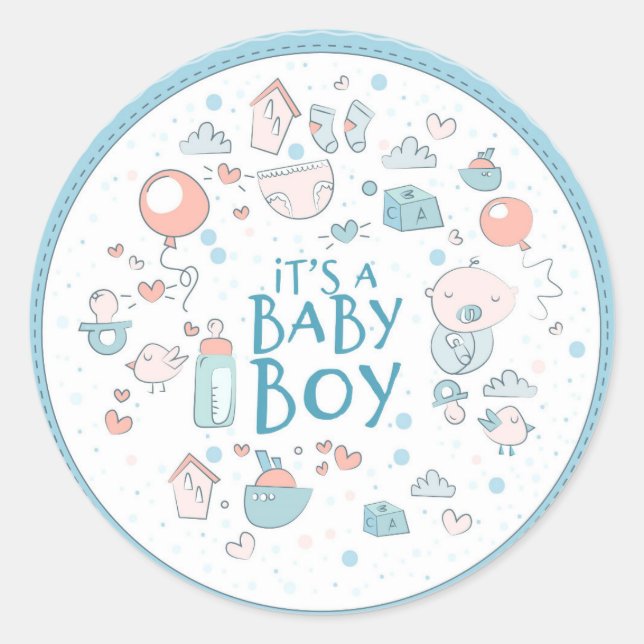 Cute Hand Drawn  Baby Items Classic Round Sticker (Front)
