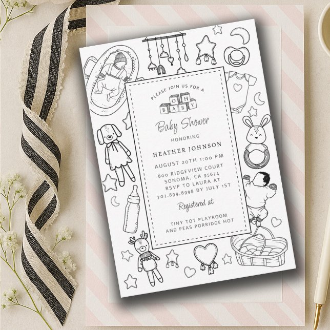 Cute Hand Drawn Baby Shower Invitation (Creator Uploaded)