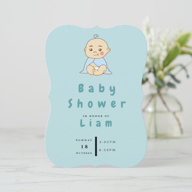 Cute Hand Drawn Baby Shower Invitation (Standing Front)