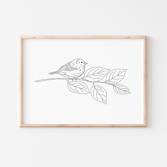 Cute Hand-Drawn Bird Sketch Art Poster (Creator Uploaded)