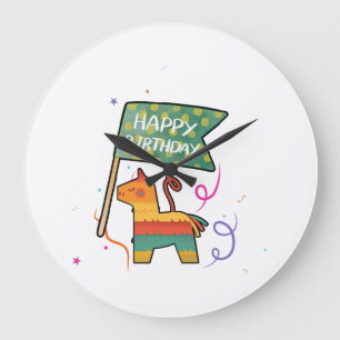 Cute Hand-Drawn Birthday Large Clock