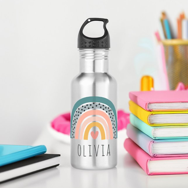Cute Hand Drawn Boho Rainbow Personalised 532 Ml Water Bottle (Creator Uploaded)