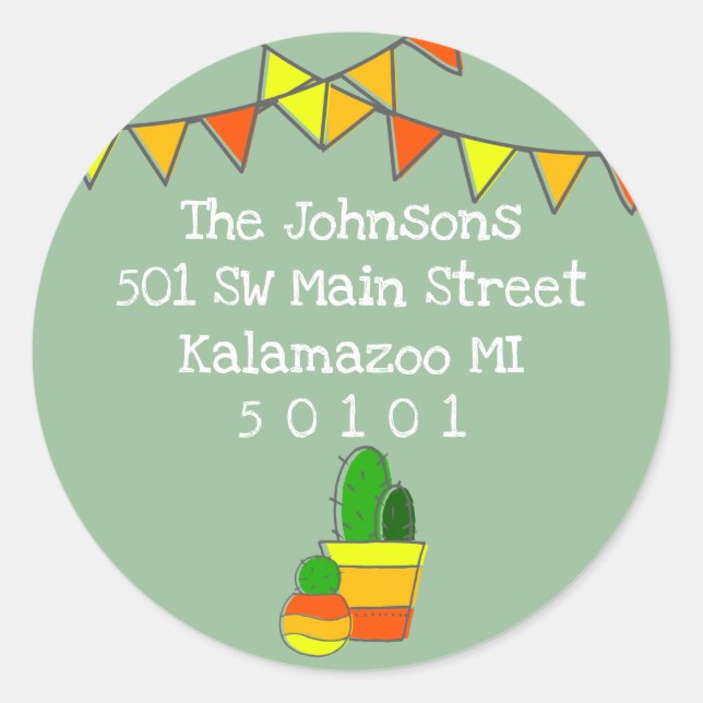 Cute Hand-Drawn Cactus | Colour Outside the Lines Classic Round Sticker (Front)