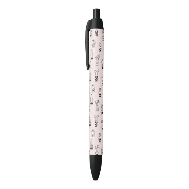Cute Hand Drawn Cactus Pattern Black Ink Pen (Top (Vertical))