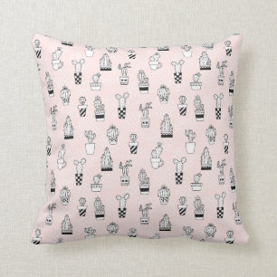 Cute Hand Drawn Cactus Pattern Cushion