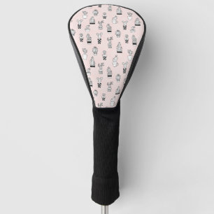 Cute Hand Drawn Cactus Pattern Golf Head Cover