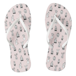 Cute Hand Drawn Cactus Pattern Jandals