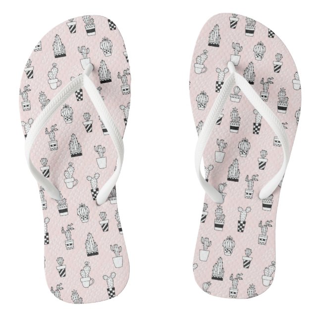 Cute Hand Drawn Cactus Pattern Jandals (Footbed)
