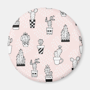 Cute Hand Drawn Cactus Pattern Magnet