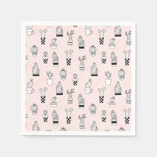 Cute Hand Drawn Cactus Pattern Napkin (Front)