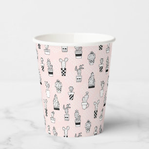 Cute Hand Drawn Cactus Pattern Paper Cups