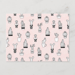 Cute Hand Drawn Cactus Pattern Postcard