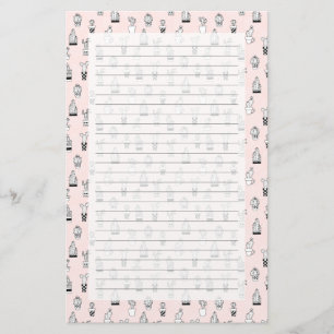 Cute Hand Drawn Cactus Pattern Stationery