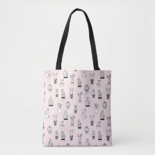 Cute Hand Drawn Cactus Pattern Tote Bag