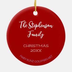 Cute Hand-Drawn Cardinal Personalised Christmas Ceramic Tree Decoration