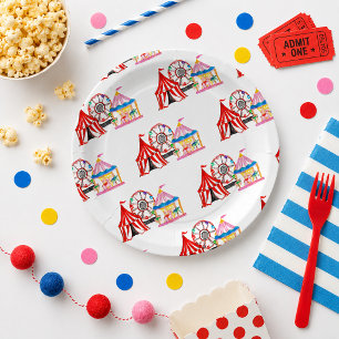 Cute Hand Drawn Carnival Circus Birthday Paper Plate