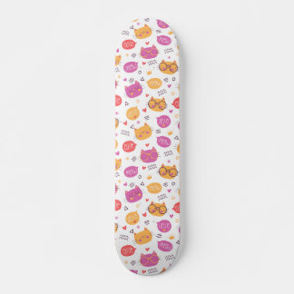 Cute Hand Drawn Cat Pattern Skateboard