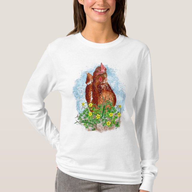 Cute Hand drawn Chicken  T-Shirt (Front)