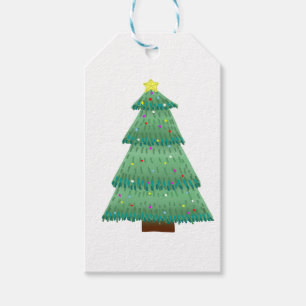 Cute Hand Drawn Christmas Tree Holiday Gift Tags