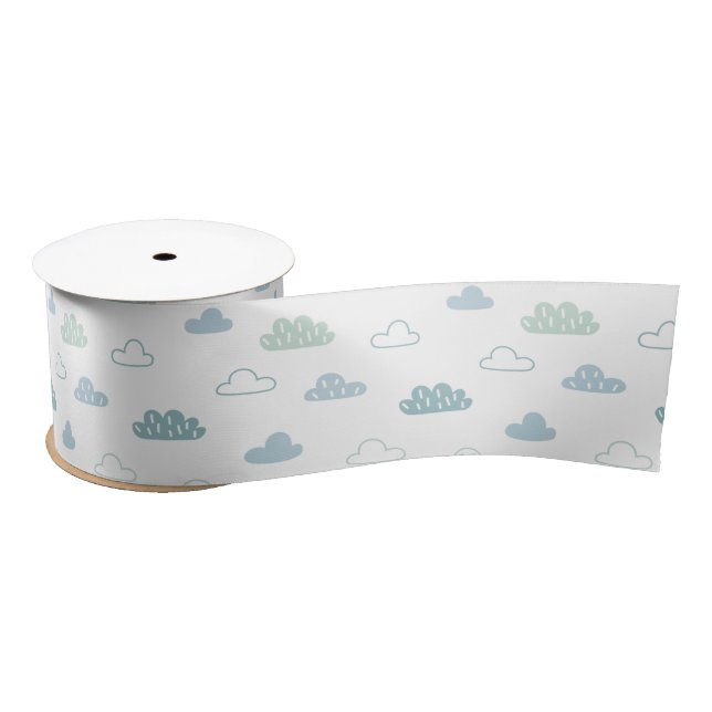 Cute Hand Drawn Cloud Pattern Satin Ribbon (Spool)
