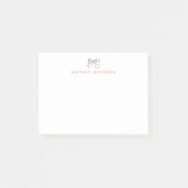 Cute Hand Drawn Coquette Bow Pink Personalised  Post-it Notes (Front)