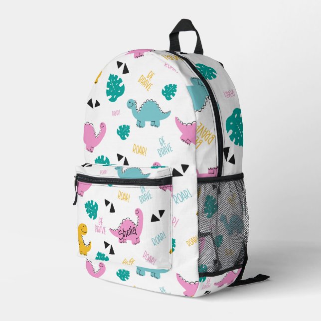 Cute Hand-drawn Dinosaur Pattern Personalised Printed Backpack (Back Corner Right)