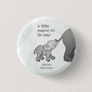 Cute Hand Drawn Elephant Little Peanut BabyShower 3 Cm Round Badge