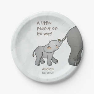 Cute Hand Drawn Elephant Little Peanut BabyShower Paper Plate