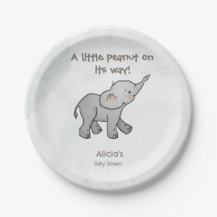 Cute Hand Drawn Elephant Little Peanut BabyShower Paper Plate