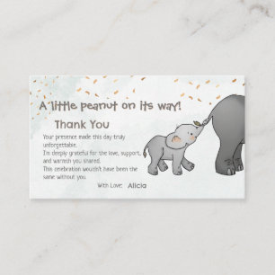 Cute Hand Drawn Elephant Little Peanut Thank You Enclosure Card