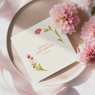 Cute Hand Drawn Floral Baby Shower Napkin