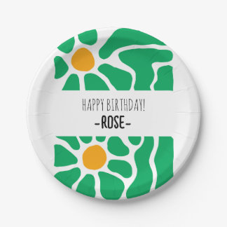 Cute Hand Drawn Flower Birthday Paper Plate