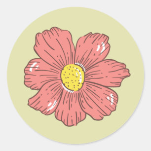 Cute Hand-drawn Flower Classic Round Sticker