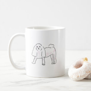 Cute Hand Drawn Fluffy White Dog Illustration Coffee Mug