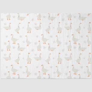 Cute Hand Drawn Goose & Daisies Tissue Paper
