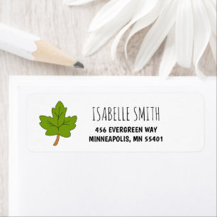 Cute Hand-Drawn Green Leaf Return Address