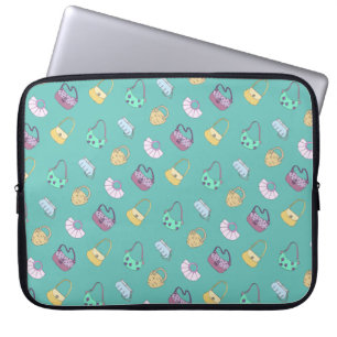Cute Hand Drawn Handbags Doodles Pattern Teal Laptop Sleeve
