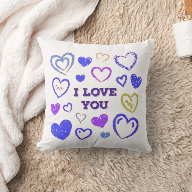 Cute Hand Drawn Heart Cushion (Blanket)