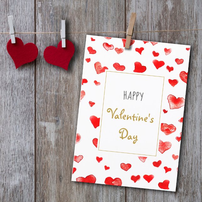 Cute Hand drawn Hearts Happy Valentine's Day Holiday Card (Creator Uploaded)