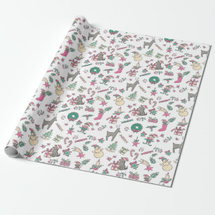 Cute Hand Drawn Holiday Doodles Christmas Wrapping Paper
