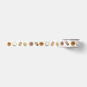 Cute Hand Drawn Italian Cookies 1.5 inch Satin Ribbon