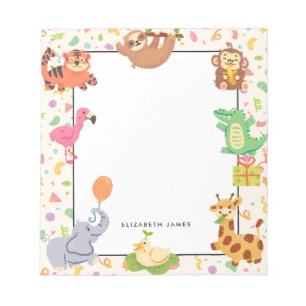 Cute Hand Drawn Jungle Animals Personalised Notepad