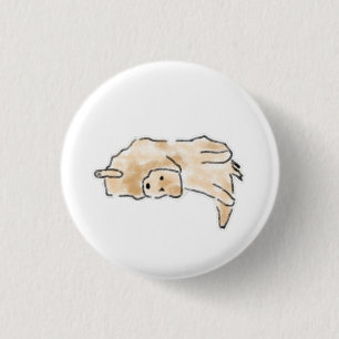 Cute Hand-Drawn Lazy Dog Lying Down Illustration 3 Cm Round Badge