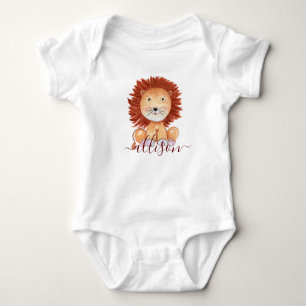 Cute hand drawn lion personalised kids  baby bodysuit