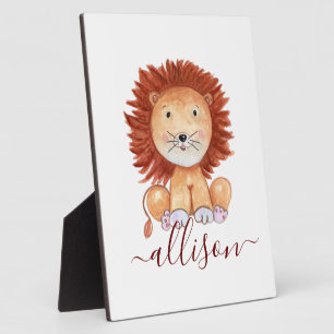 Cute hand drawn lion personalised kids  plaque
