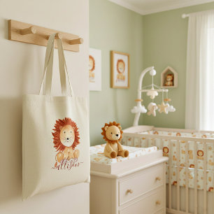 Cute hand drawn lion personalised kids  tote bag