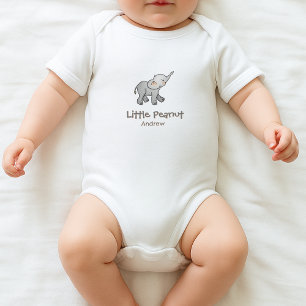 Cute Hand Drawn Little Peanut Baby Elephant Name  Bodysuit