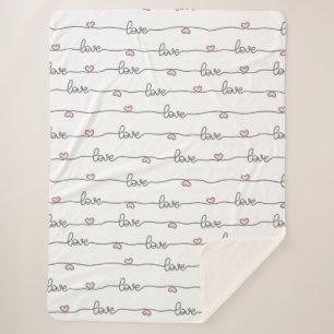 Cute Hand Drawn Love Seamless Pattern Sherpa Blanket