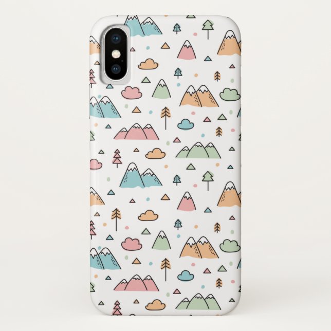 Cute Hand Drawn Mountain Scene Pattern Case-Mate iPhone Case (Back)