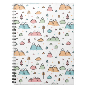 Cute Hand Drawn Mountain Scene Pattern Notebook